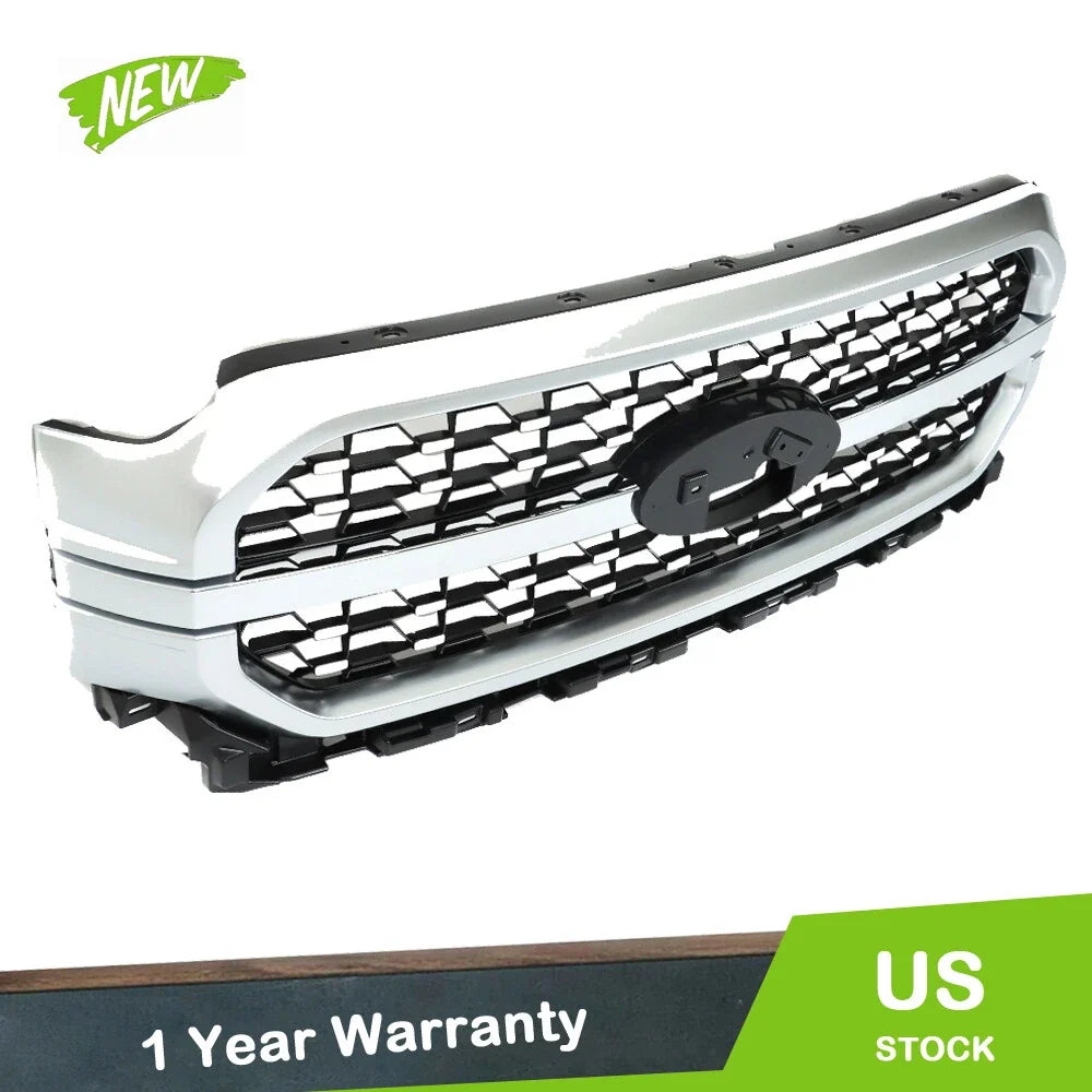 Front Upper Bumper Grille Assembly for Ford F-150 (2021–2023) Chrome Silver