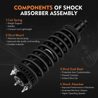 2 Complete Struts Springs w/ Mount & 2 Shocks for Chevrolet Trailblazer (2002–2009)