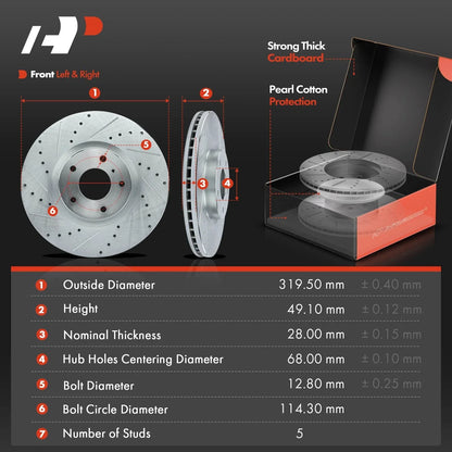 Brake Rotor Set with Drilled Design & Ceramic Pads for Nissan Murano