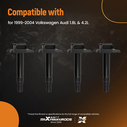 4 Ignition Coils for VW Audi 1.8L & 4.2L (1999–2004)