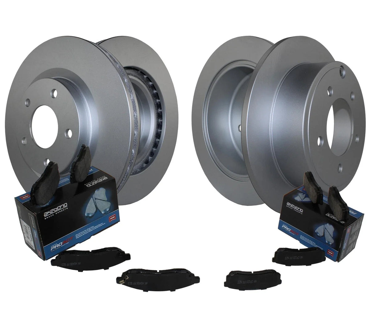 Disc Rotors & Akebono ProACT Pads Brake Kit for Dodge Jeep Front & Rear