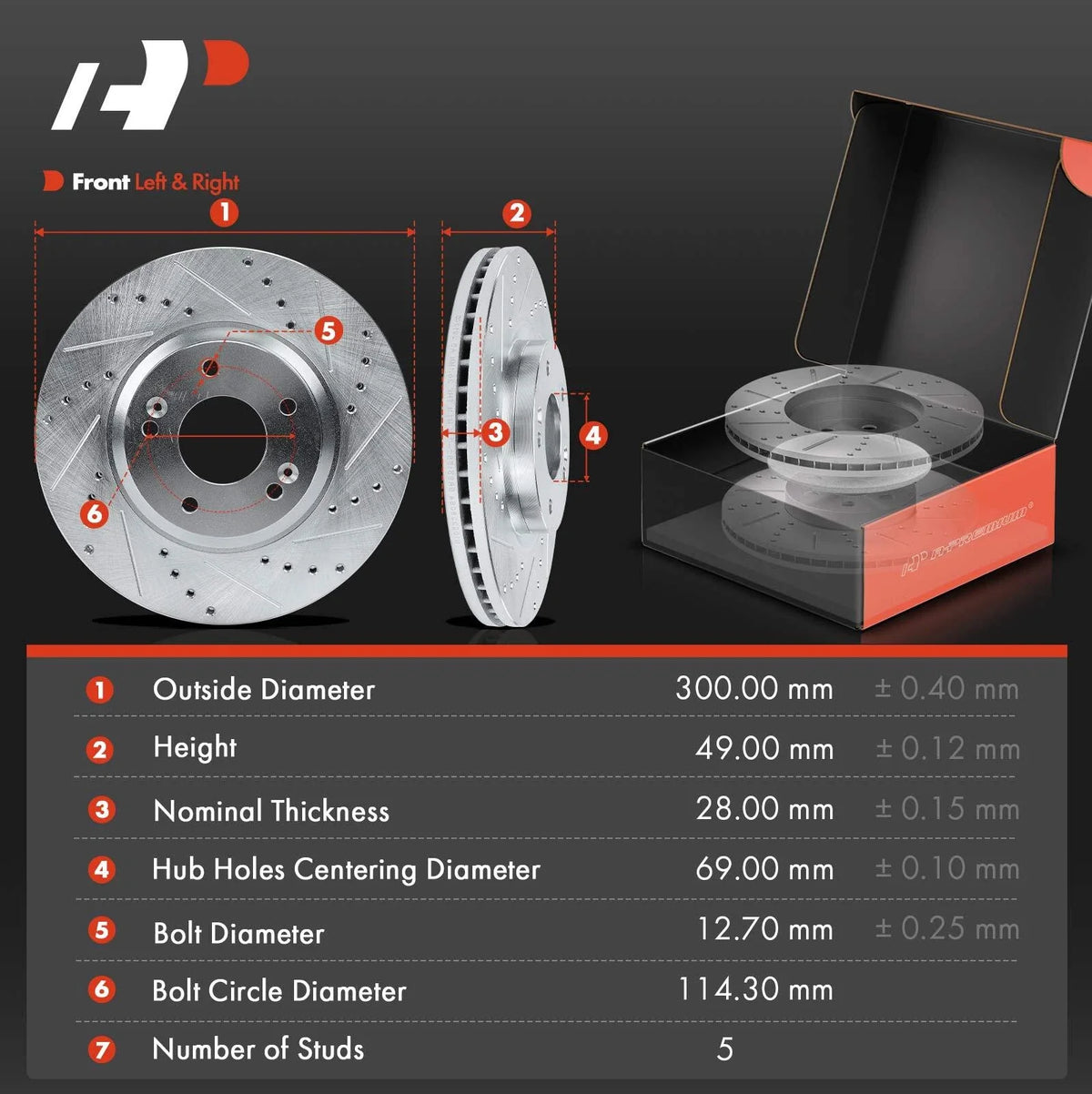 Drilled Brake Rotors with Ceramic Pads - Set of 4 for Hyundai Santa Fe