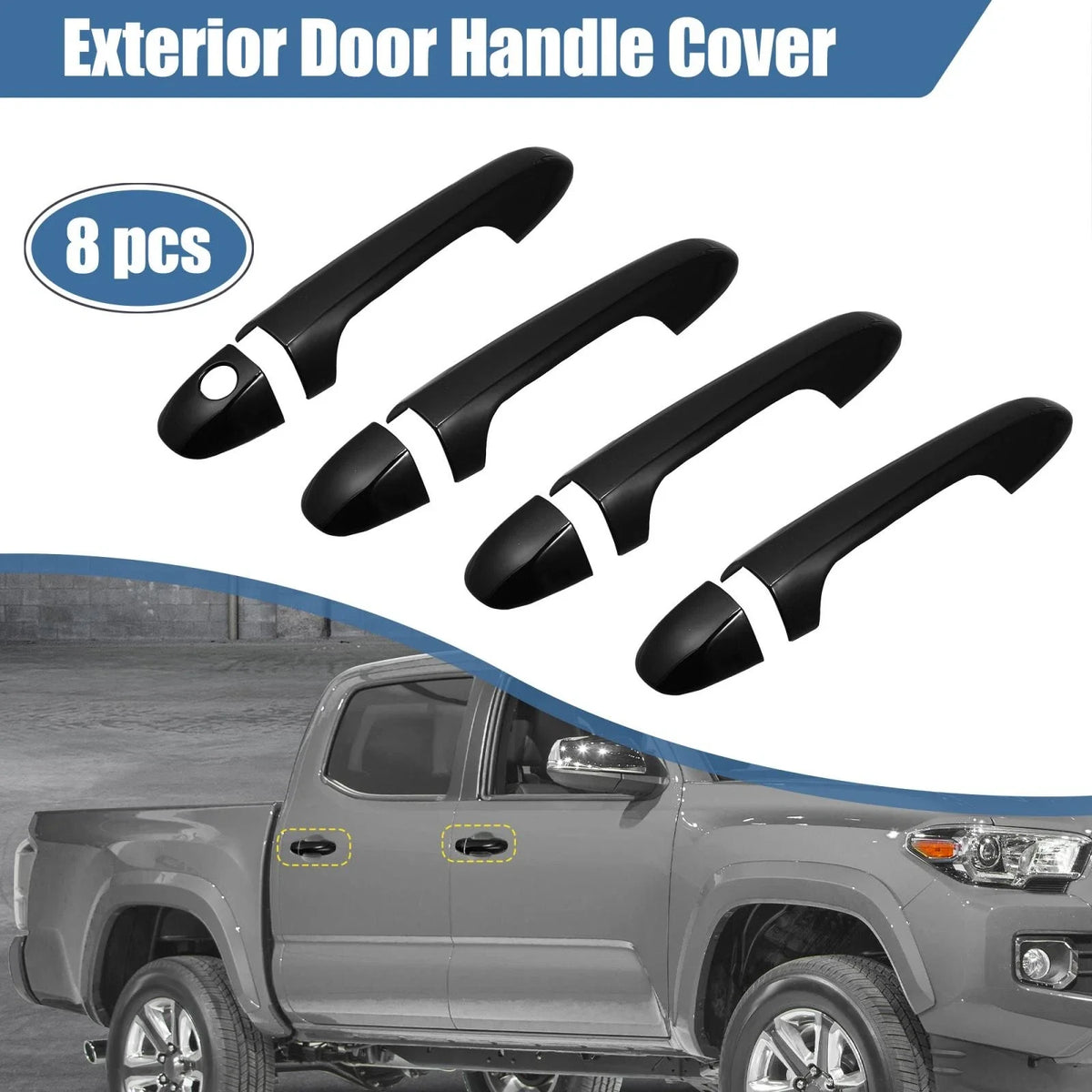 8pcs ABS Exterior Side Door Handle Cover Trim for Toyota Tacoma (2016–2021)