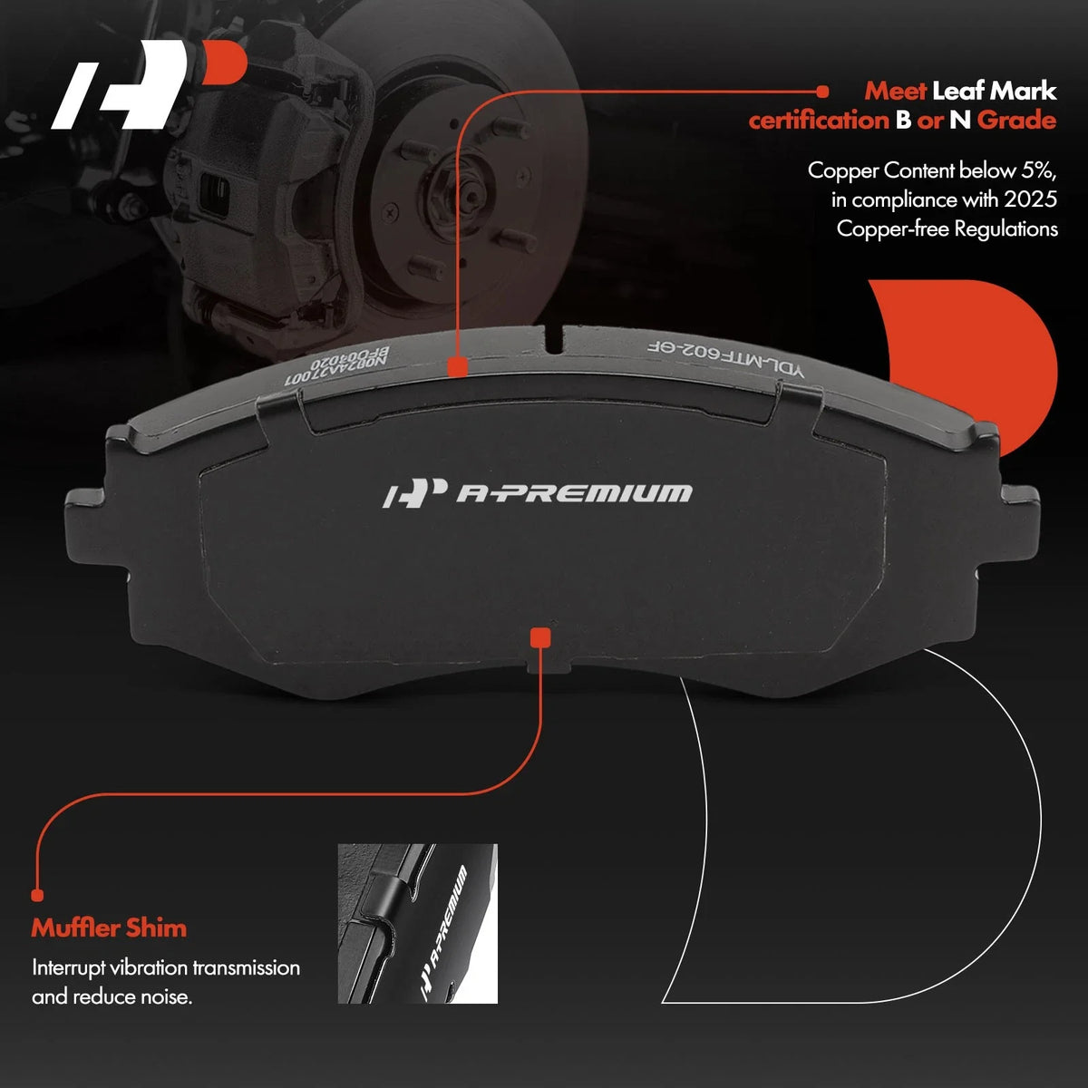 Ceramic Brake Pads Set of 4 for Nissan Sentra 2000-2006