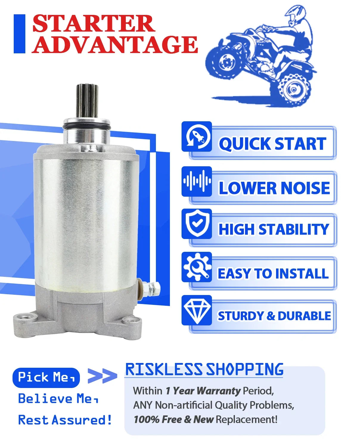 Starter with Relay Included for Commander 800 (2011-2015) by Can-Am