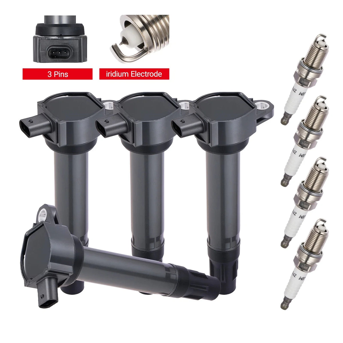4-Pack Ignition Coil and Spark Plug Set for Jeep Compass 2007-2016