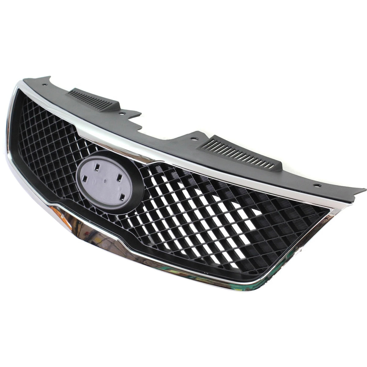 Grille Assembly for Kia Forte (2010) Textured Black with Chrome Molding