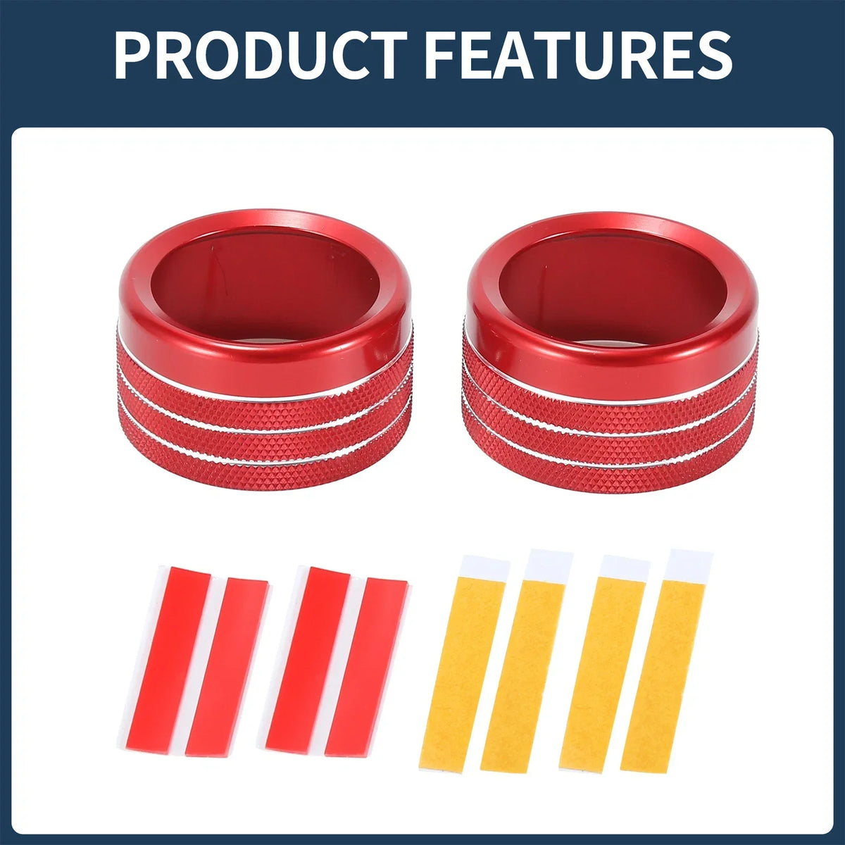2 Red Center Console Switch Knob Cover for 2019-2021 Dodge Ram