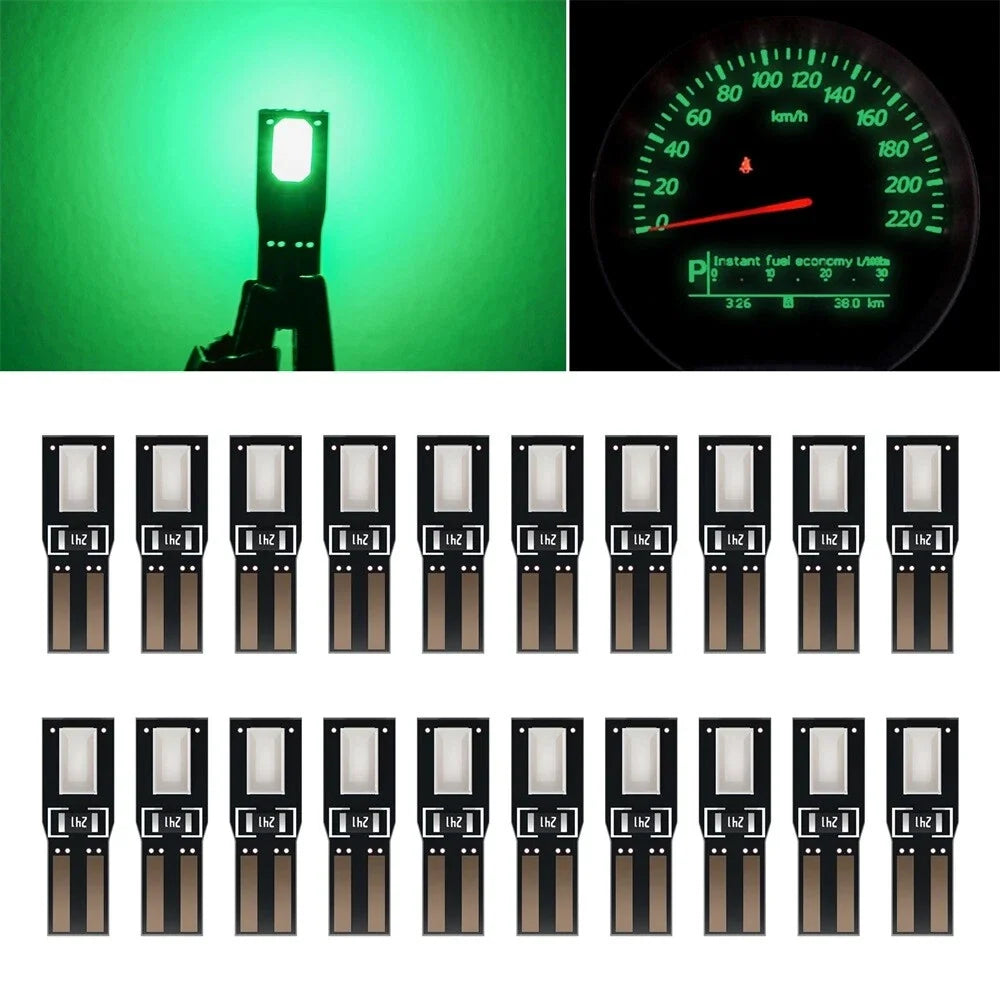 20pcs T5 Green LED Speedometer Bulbs for Universal Vehicles