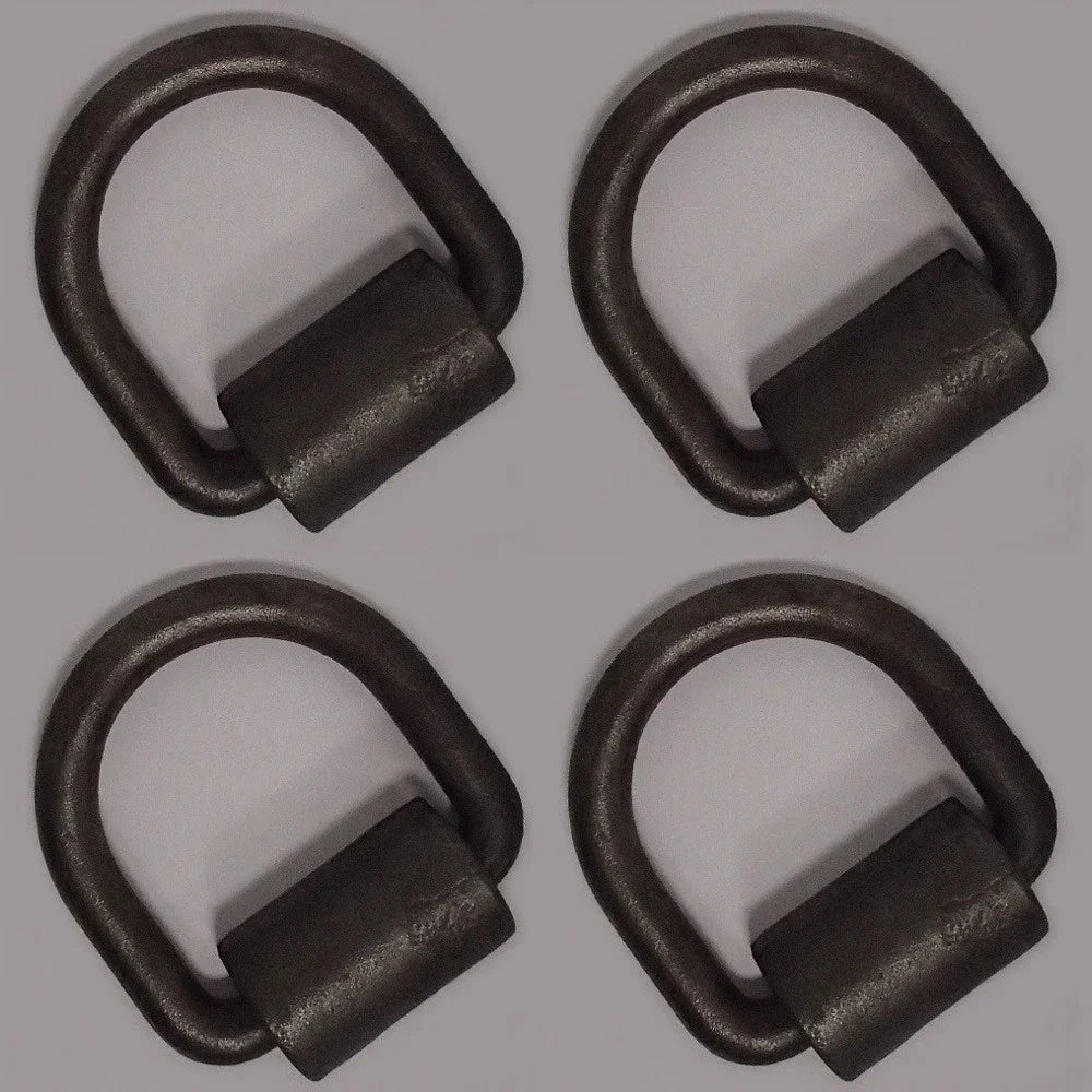 Set of 4 D Ring Weld-On Tie Down Rings for Flatbed Truck Trailer