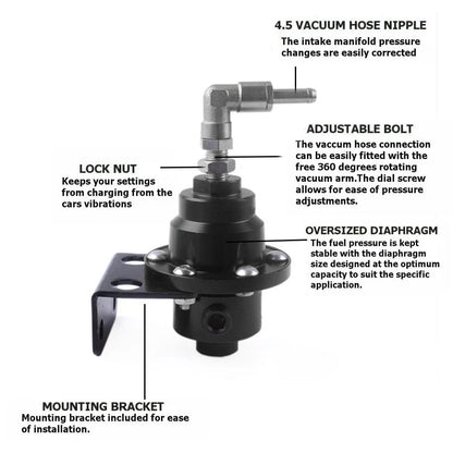 Fuel Pressure Regulator Kit - Adjustable for Universal AN6 (1/8 NPT)