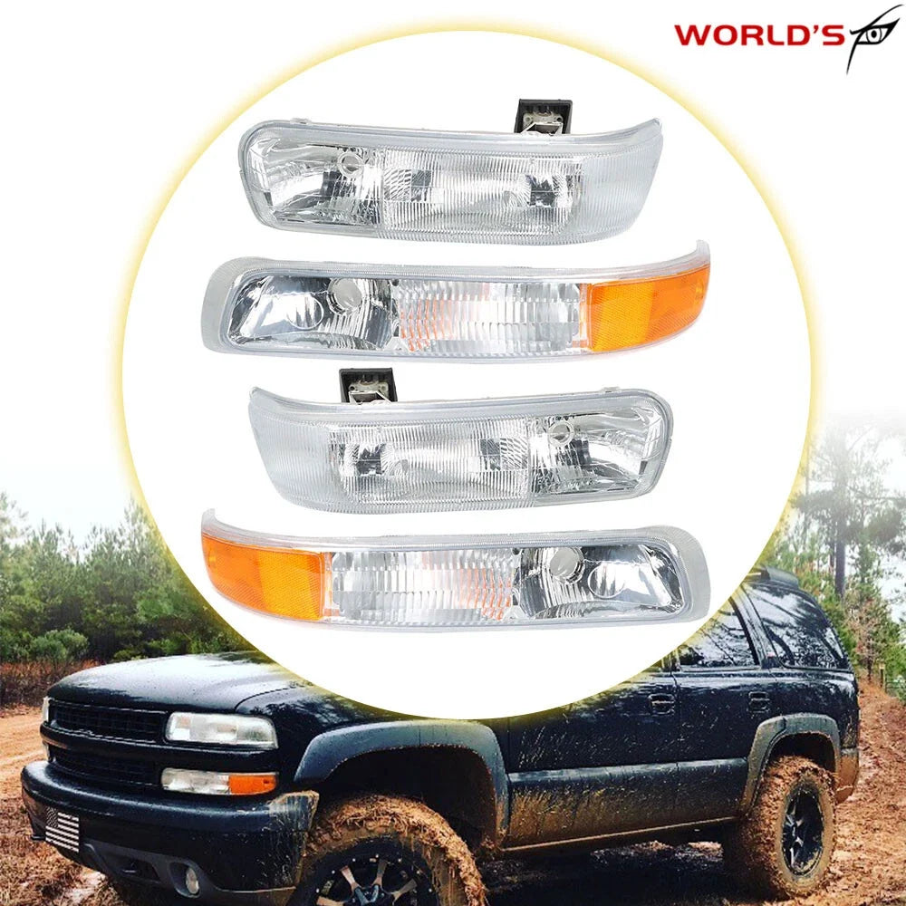 Set of 2 Chrome Headlights for Chevy Silverado/Suburban/Tahoe