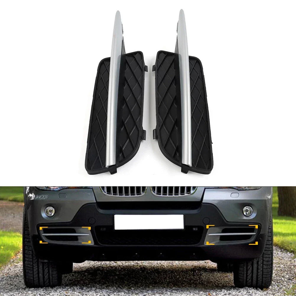 Silver Trim Fog Light Lower Grill for BMW X5 E70 & X6 2007-2013