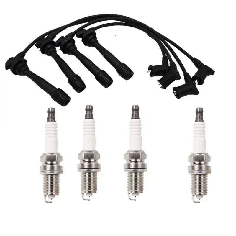 Ignition Coil Pack with Lead Kit & Spark Plugs for 2000-2006 Hyundai Accent