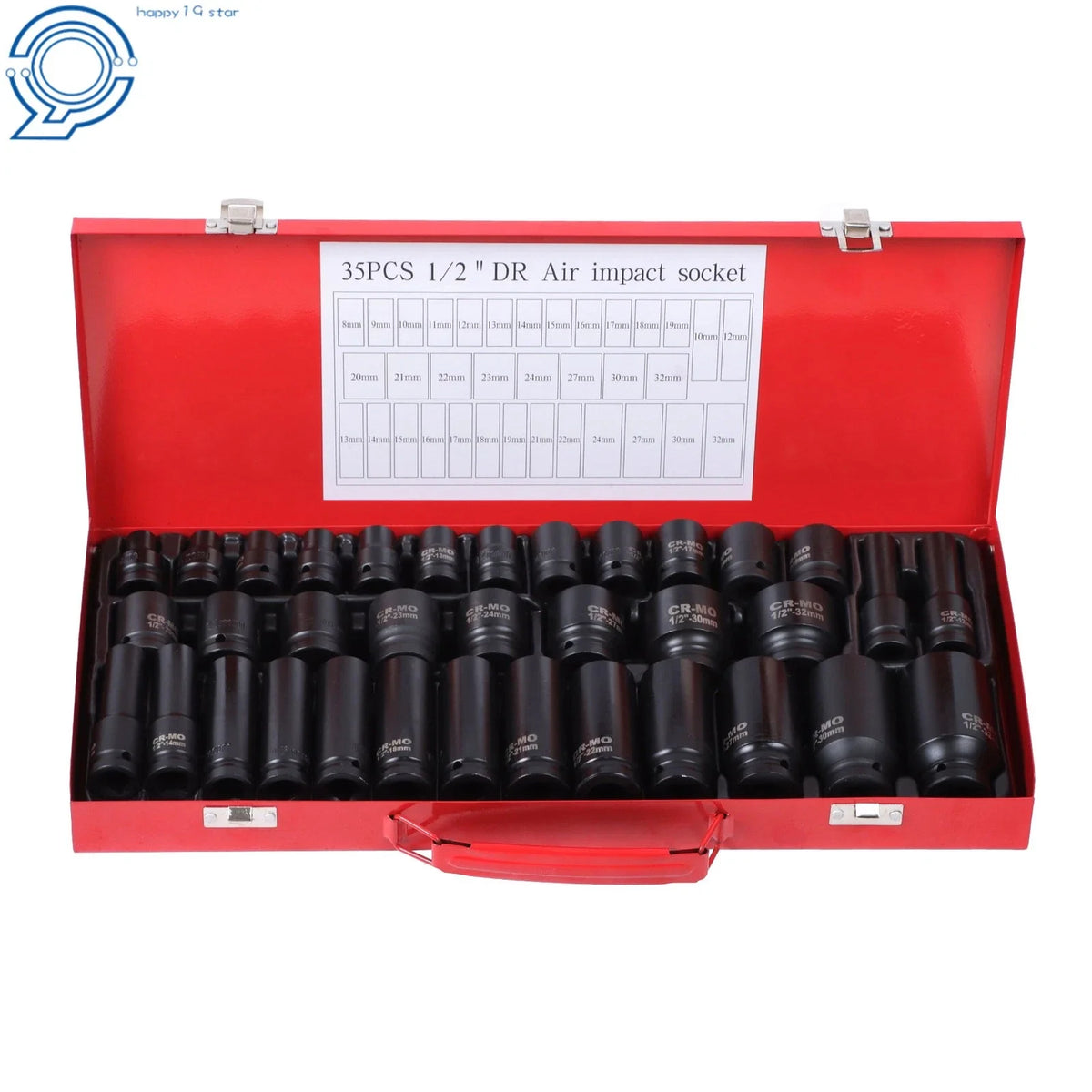 Set of 35 Deep Impact Sockets for Garage (8-32mm)