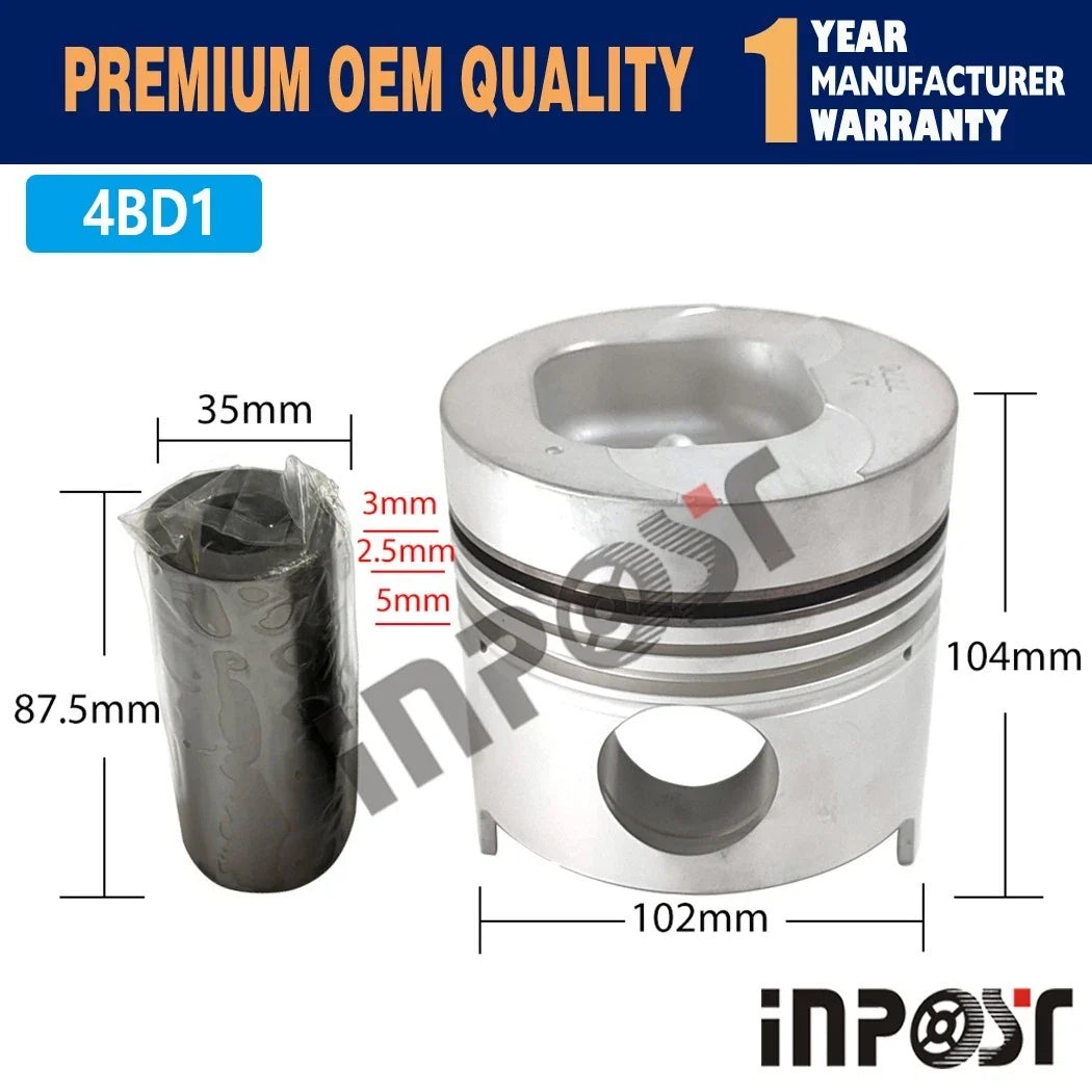 Engine Rebuild Kit for Isuzu NPR NQR (4BD1 4BD1T, 3.9L, STD Piston Bearing Gasket)