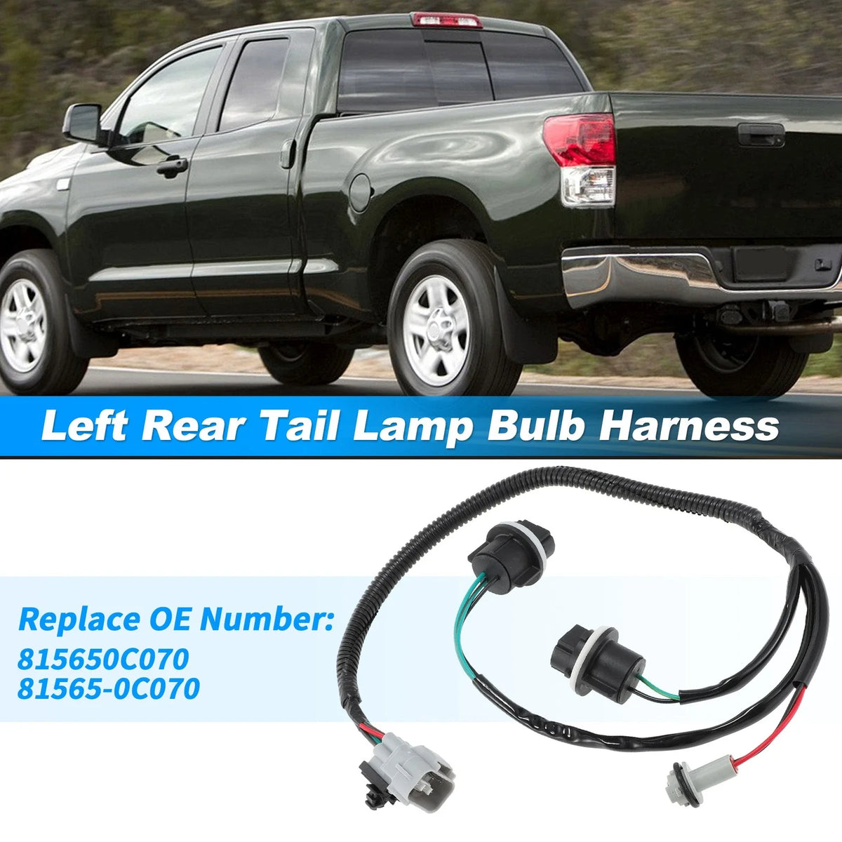 Left Tail Light Socket Wiring Harness 81565-0C070 for Toyota Tundra (2007–2014)
