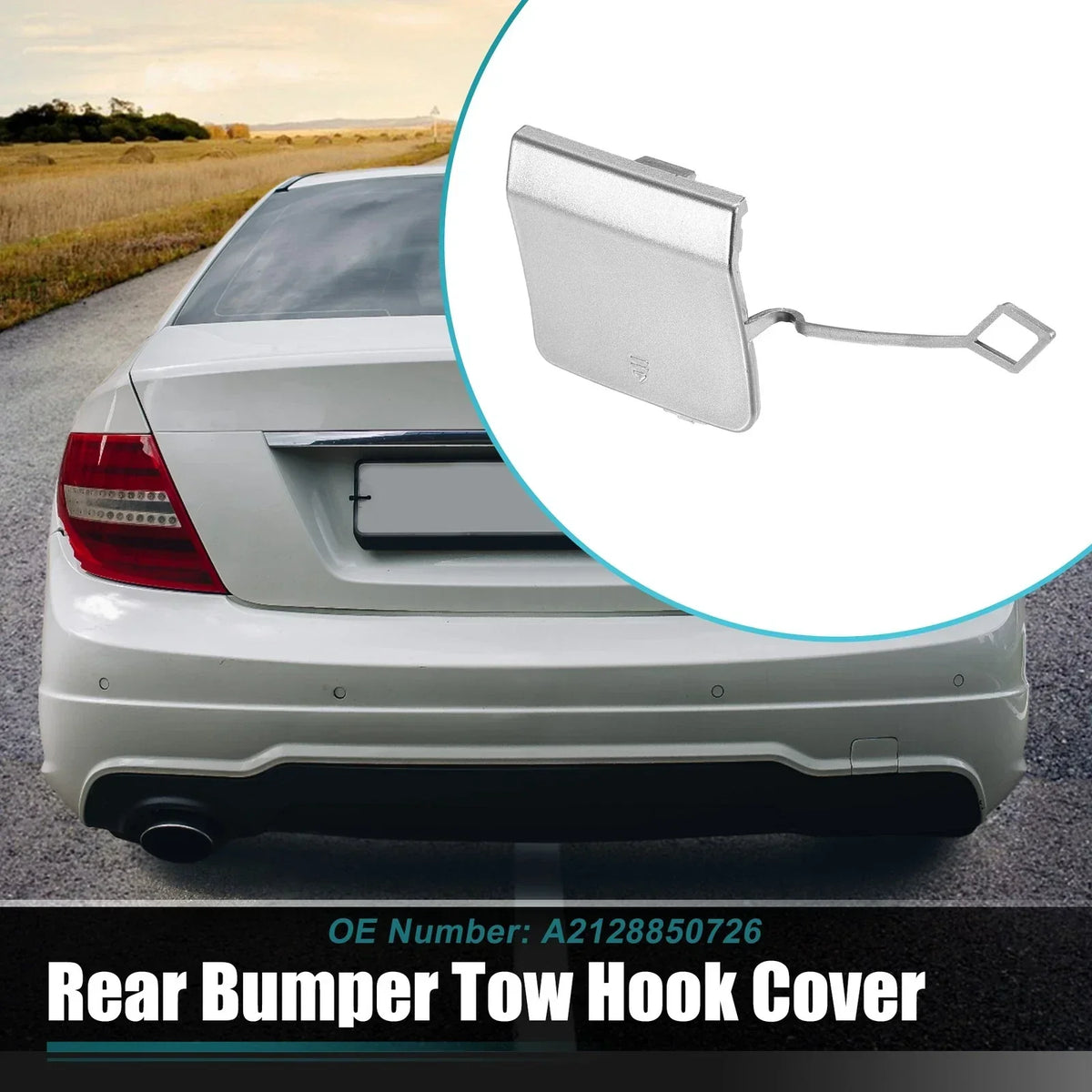 Tow Hook Cap for Rear Bumper - Silver for Mercedes Benz E-Class 2017-2023