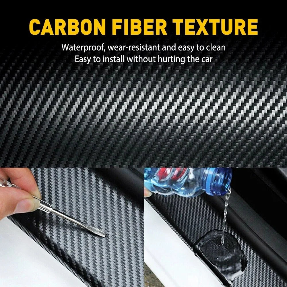 Door Sill Scuff Protector Sticker - Carbon Vinyl, Universal Fit 10x300cm