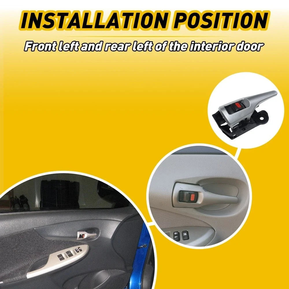 Left Inner Door Handle Black/Silver for Corolla 2009-2013