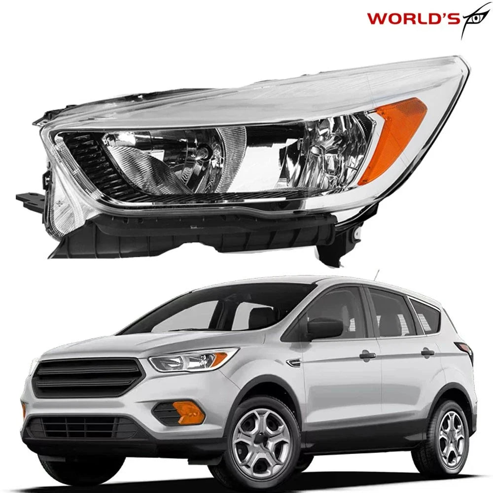 Headlight Assembly for Ford Escape (2017–2019) Halogen Chrome Left Side