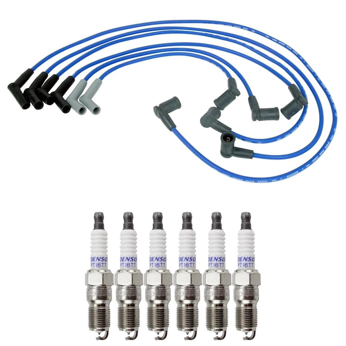 NGK Wire Set & Denso 6 Platinum TT Spark Plugs Kit for Mazda B3000 Ranger (2001–2003)