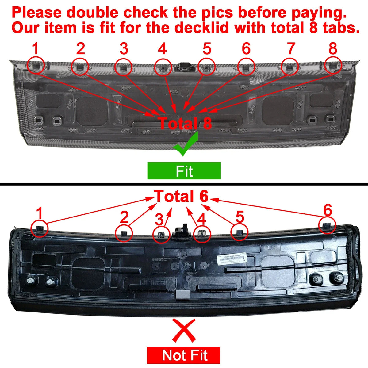 Carbon Fiber Look Trunk Panel Decklid Trim Cover for Ford Mustang (2015–2023)