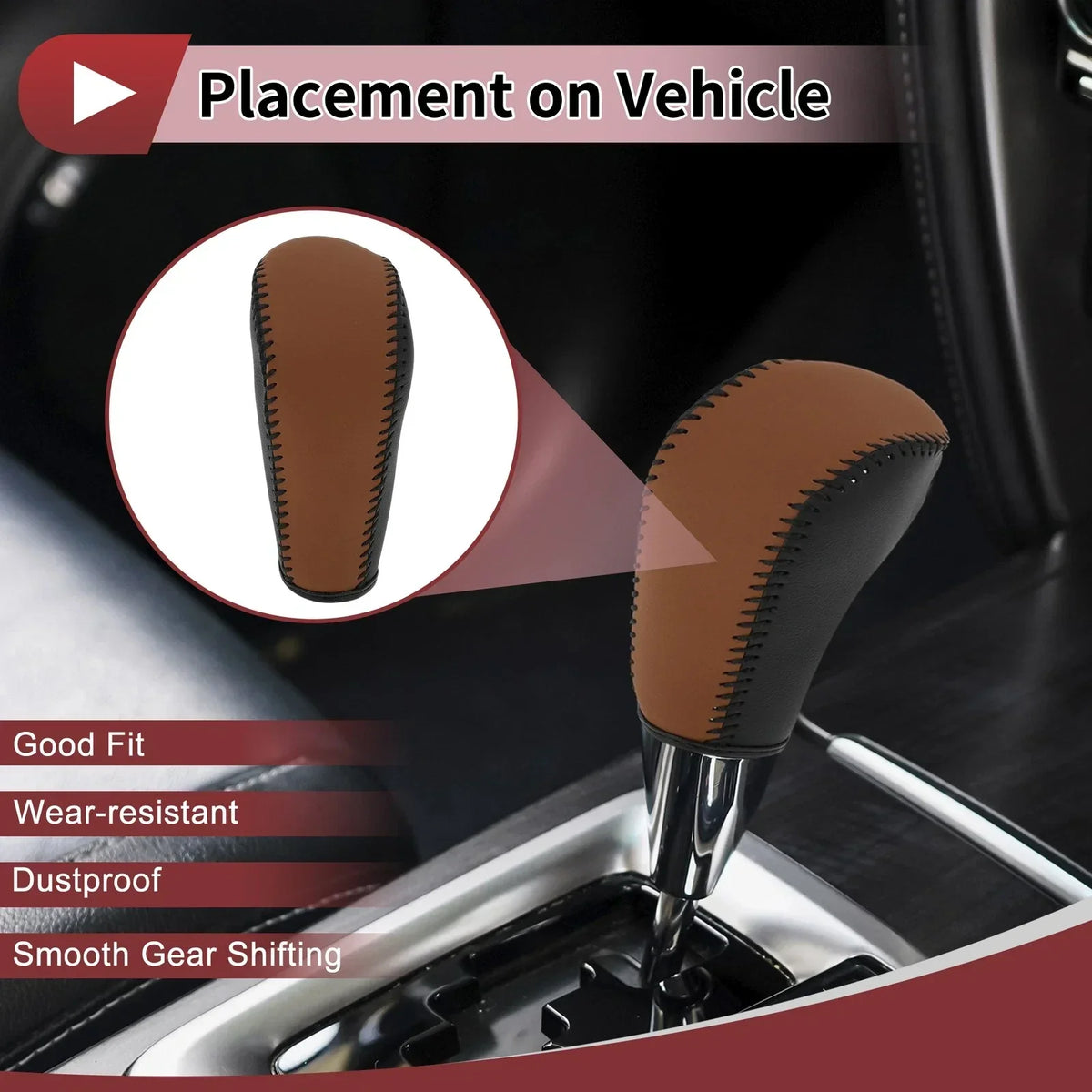 Gear Shift Knob Cover - Black Faux Leather for BMW 3 Series E90 2004-2012