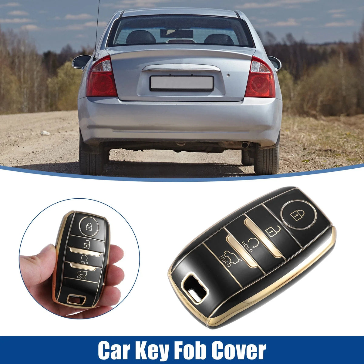 TPU Key Fob Case Cover for Kia Optima (2011–2020) 4 Button Black