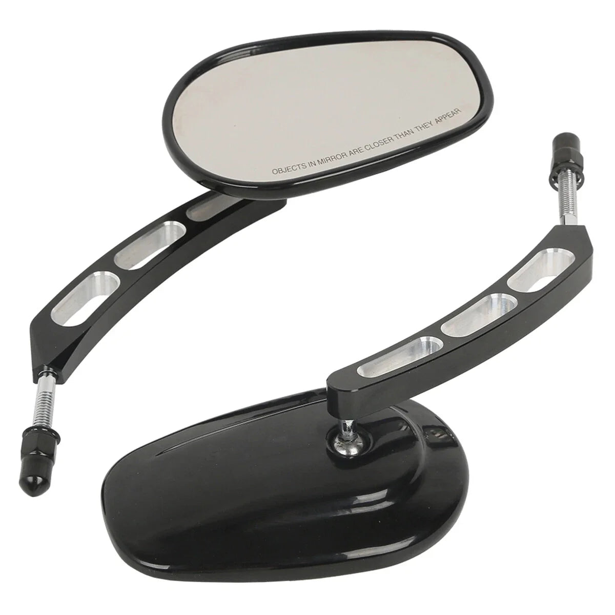 Gloss Black Rear View Mirrors Set for Harley Sportster & Touring