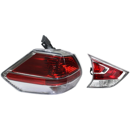 Tail Light Set for Nissan Rogue (2014–2016) LH Inner Outer Clear Red LED CAPA