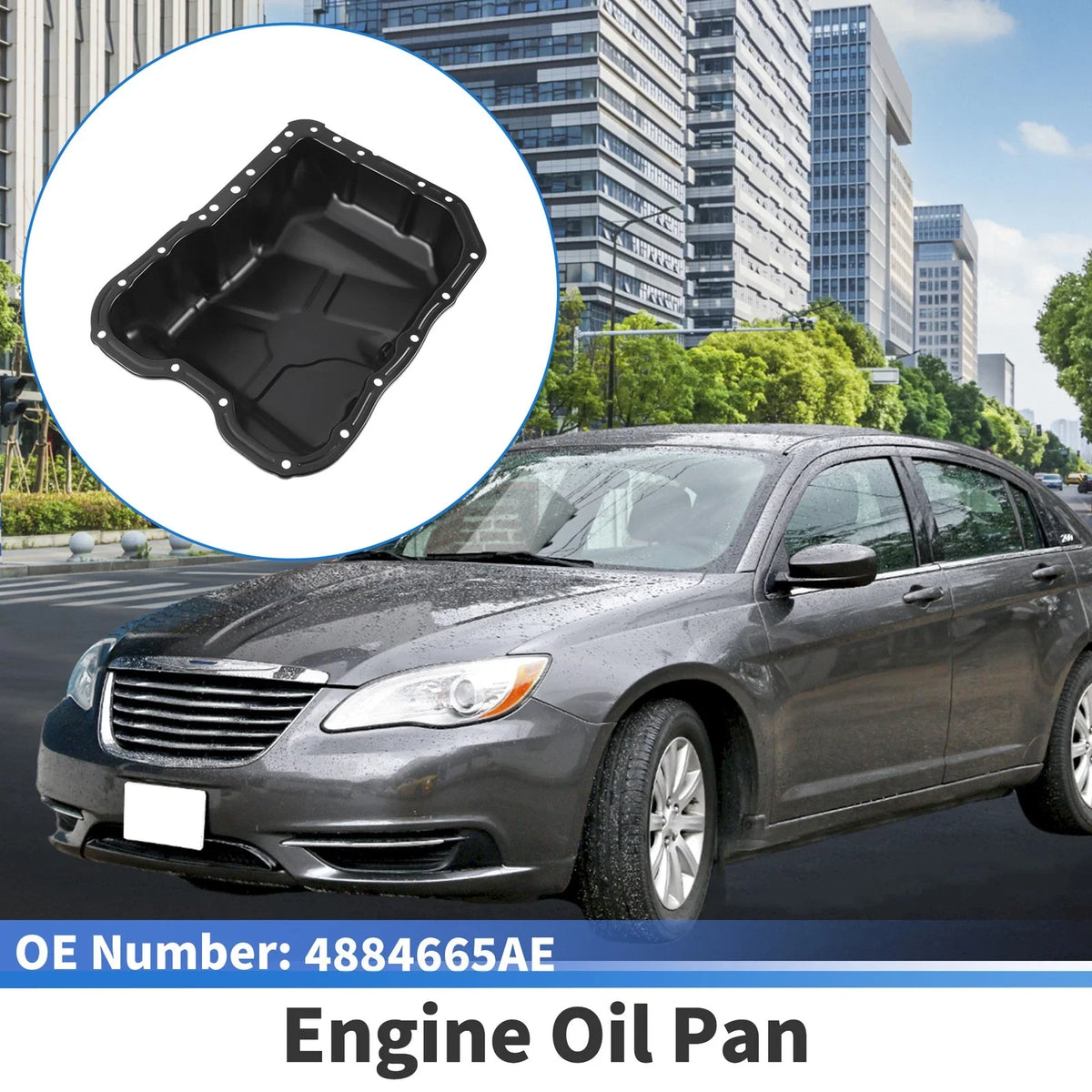 1 Pc Engine Oil Pan No.4884665AE for Chrysler 200 (2011–2014) Iron Black