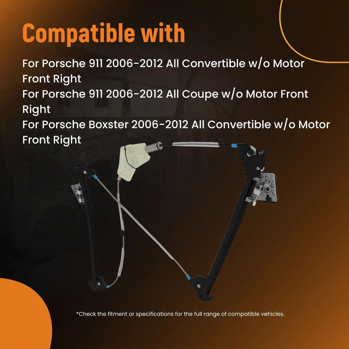 Window Regulator Front Passenger Side for Porsche 911 2006-2012 98754207601
