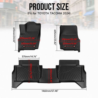 Floor Mats Set for 2024-2025 Toyota Tacoma Double Cab - All Weather