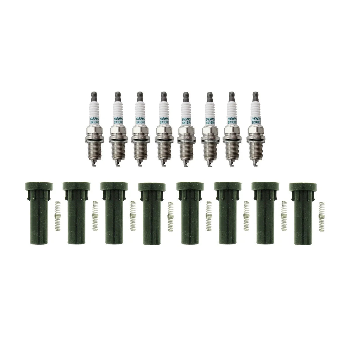 Set of 8 Denso Iridium Spark Plugs & NGK Coil Boot Kit for Dodge Dakota (2005–2007)