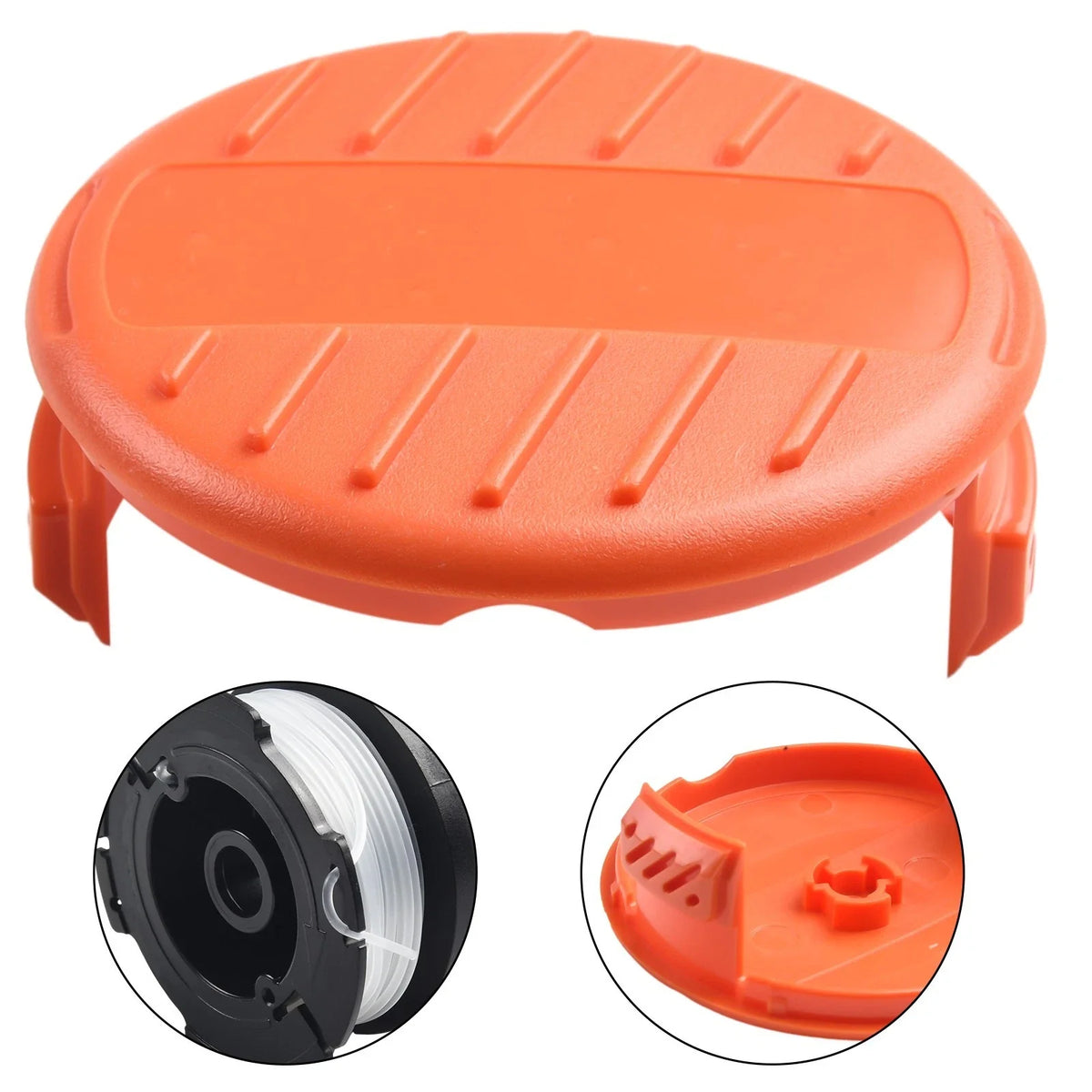 Trimmer Spool 4 Pack for Black Decker (Cap & Spring Replacement)