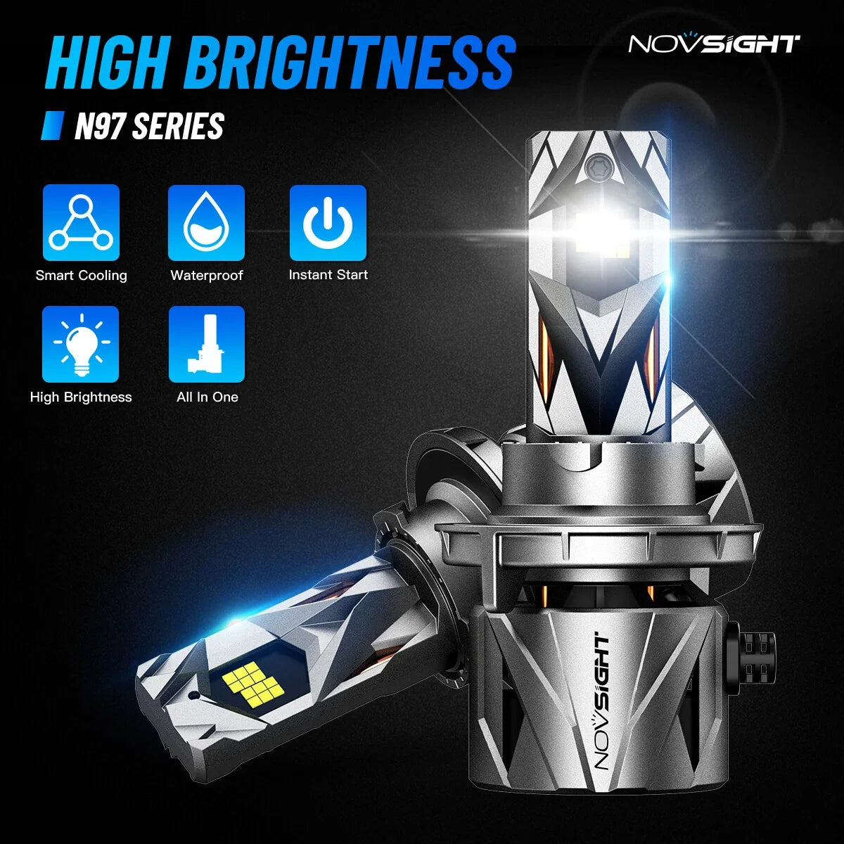 2X H13 LED Headlight Bulbs for NOVSIGHT (60000LM, 240W)
