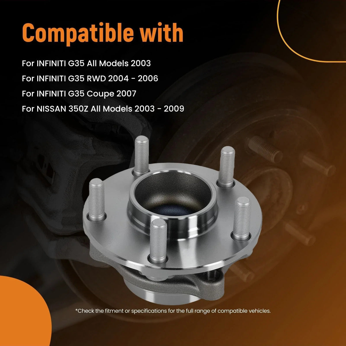 Front Hub and Bearing Set (5 Bolt) for Infiniti G35/350Z 2003-2009