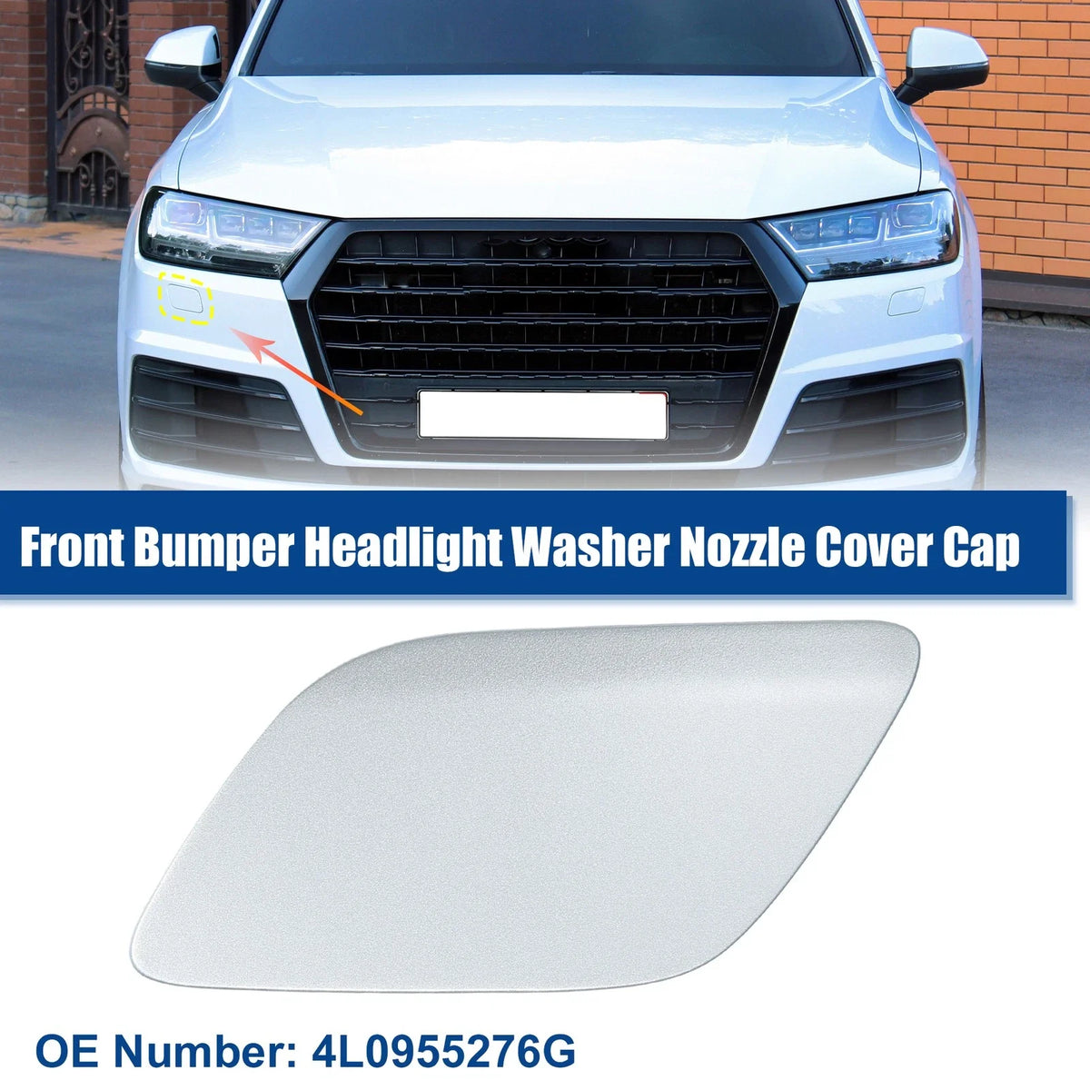 Front Right Headlight Washer Nozzle Cover for Audi Q7 (2007–2015) Silver Tone
