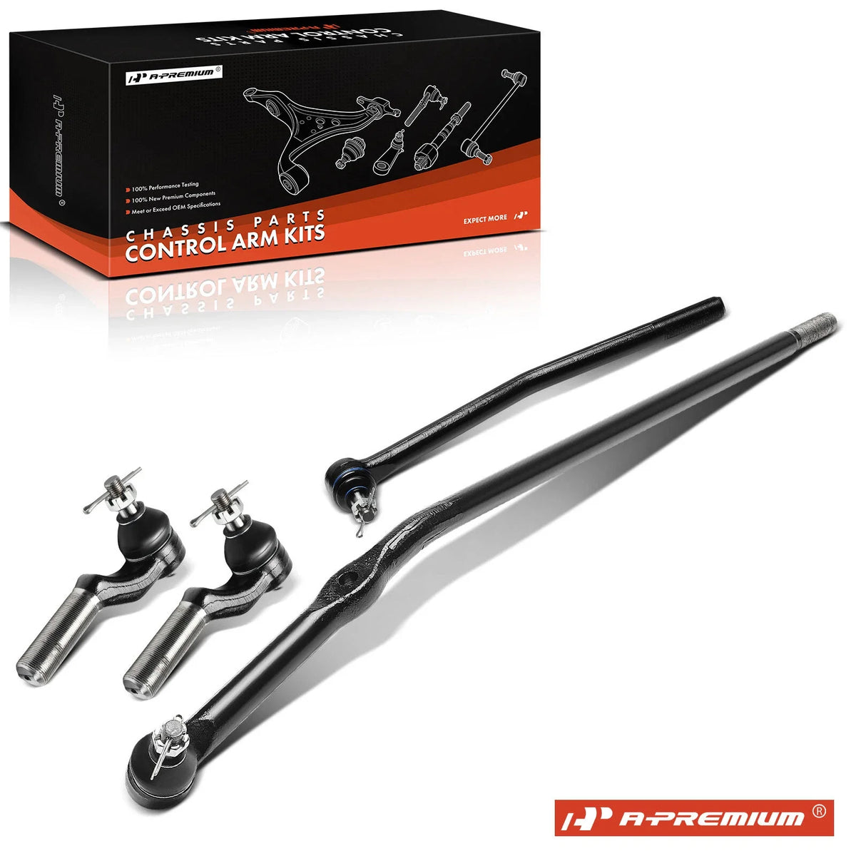 Set of 4 Front Inner Outer Tie Rod Ends for Ford E-150 E-250 (2008–2014)