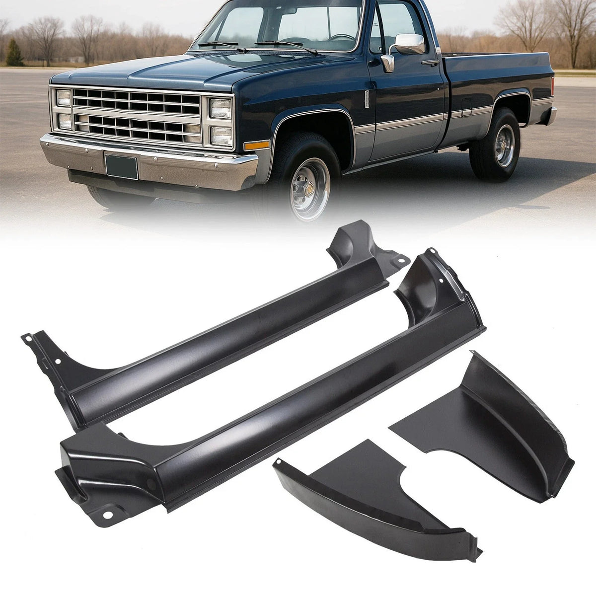 Set of 4 Cab Corners and Rocker Panels for 1973-1987 C10 K10