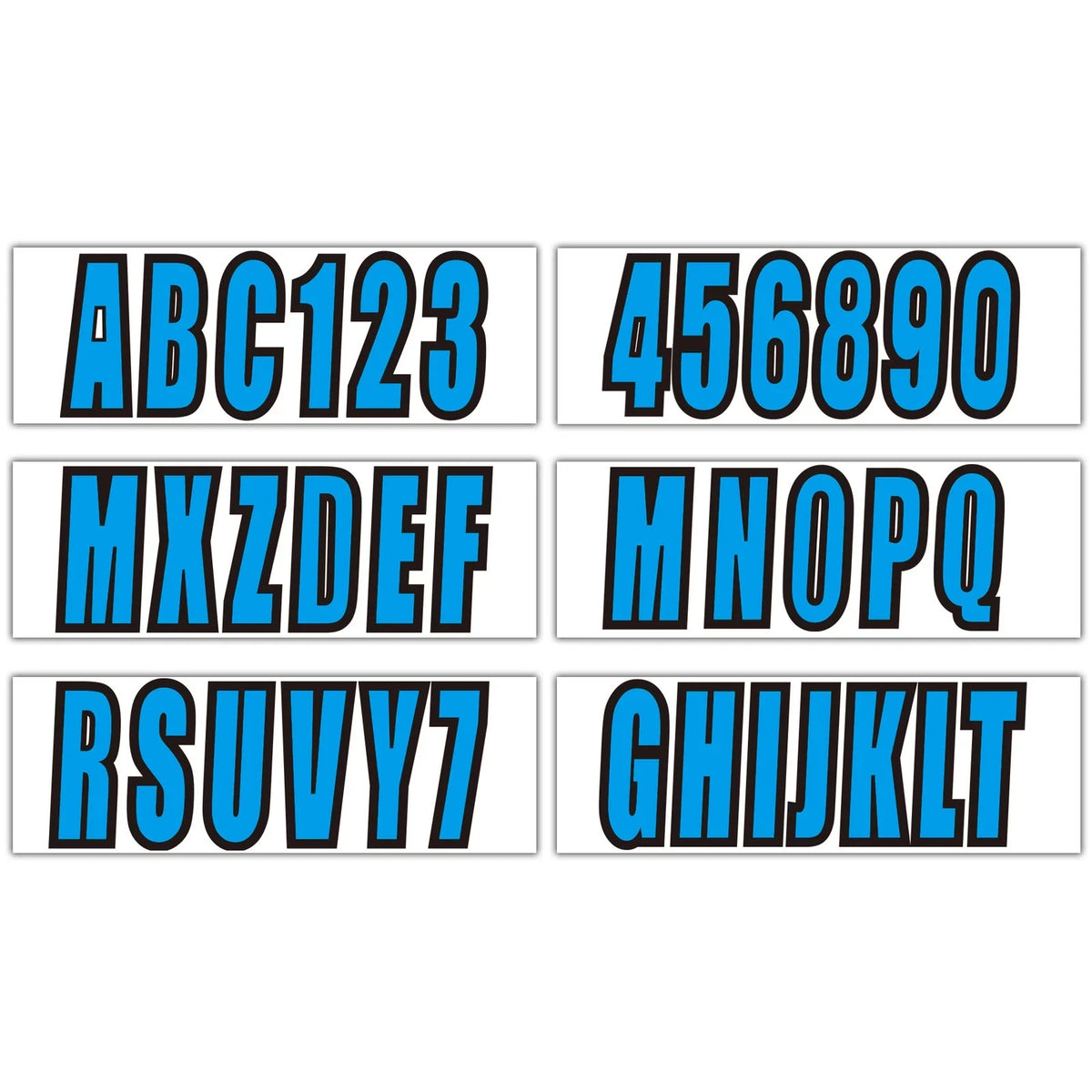 4-Piece Set of Blue Boat Registration Number Decals A-Z & 0-9 (3")