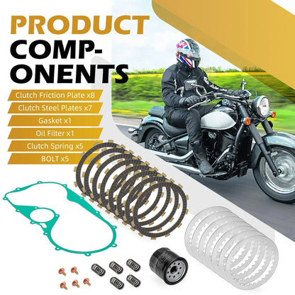 Clutch Gasket and Friction Plates for Kawasaki Vulcan 800 VN800B 1996-2005