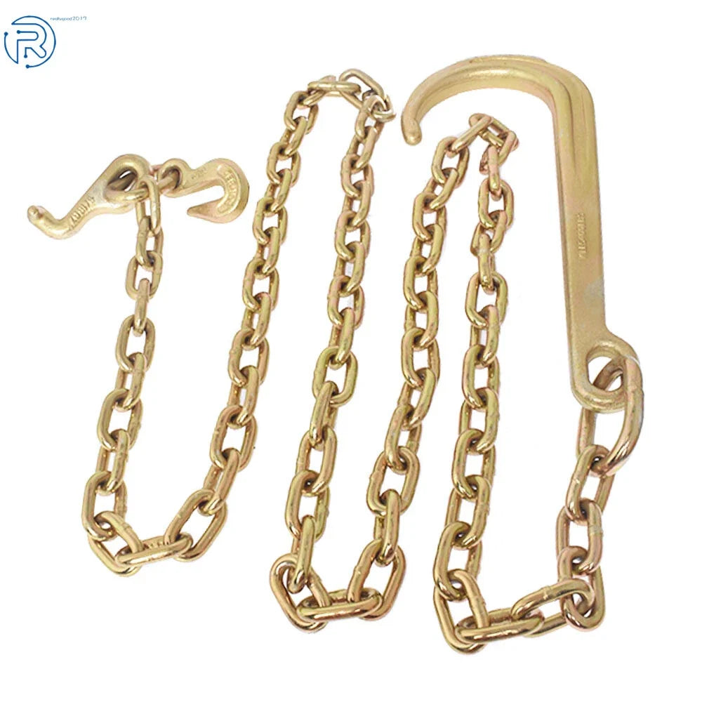 Welded Grab Hook Towing Chain 5/16 x 8 FT Grade 70 J Hook 15"