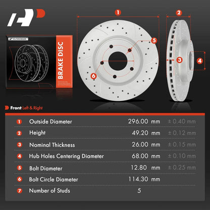 Front Brake Rotors (Drilled) for 2013-2023 Nissan Altima