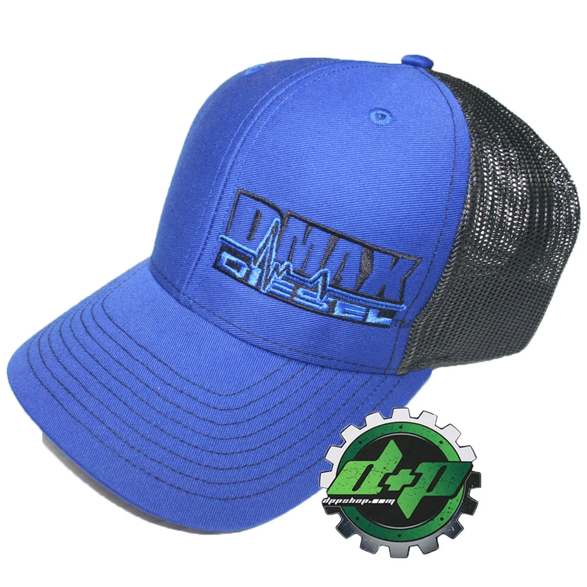Snapback Cap - Duramax Diesel Trucker Hat in Blue and Black Mesh