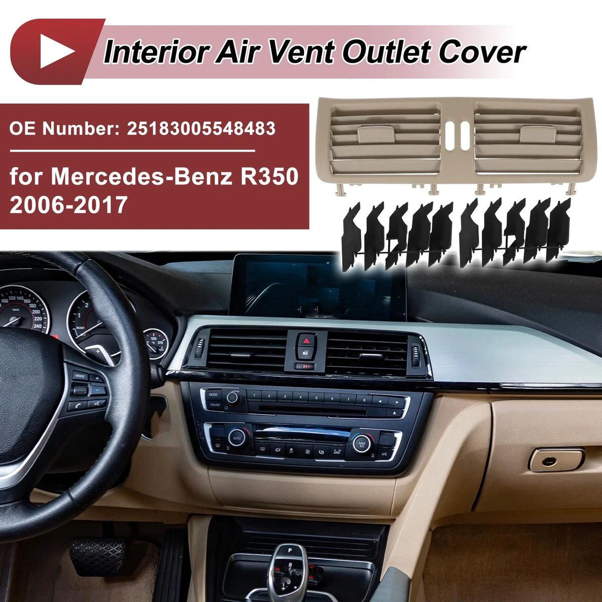 Front Center Console Air Outlet Vent Grille No. 25183005548483 for Mercedes-Benz 