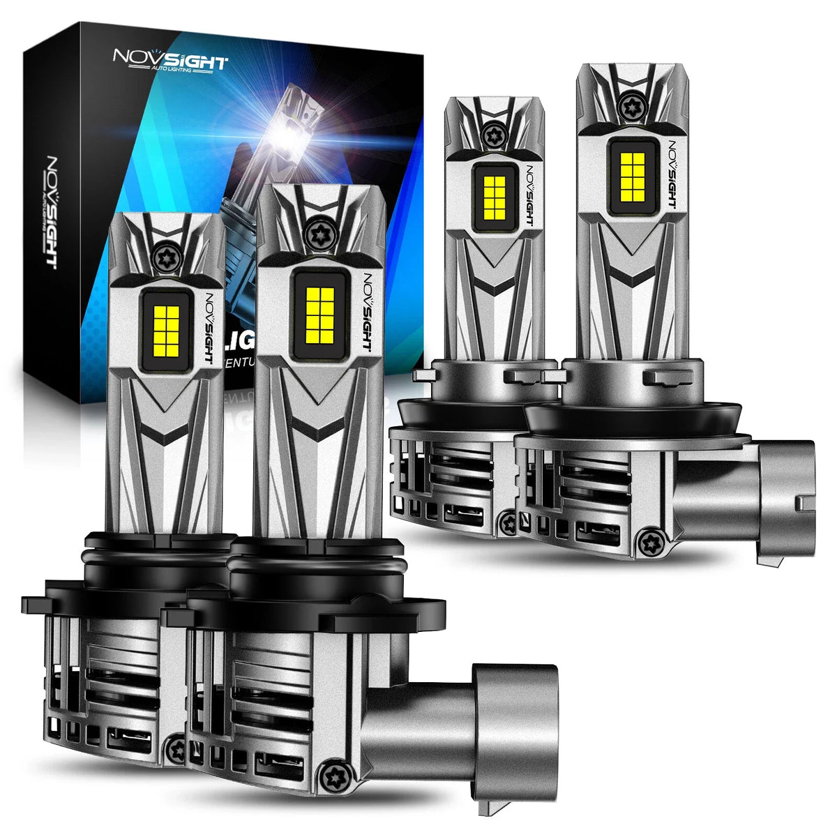 2X H1+9005/HB3 LED Headlight Bulb Combo for Universal Vehicles (18000LM)