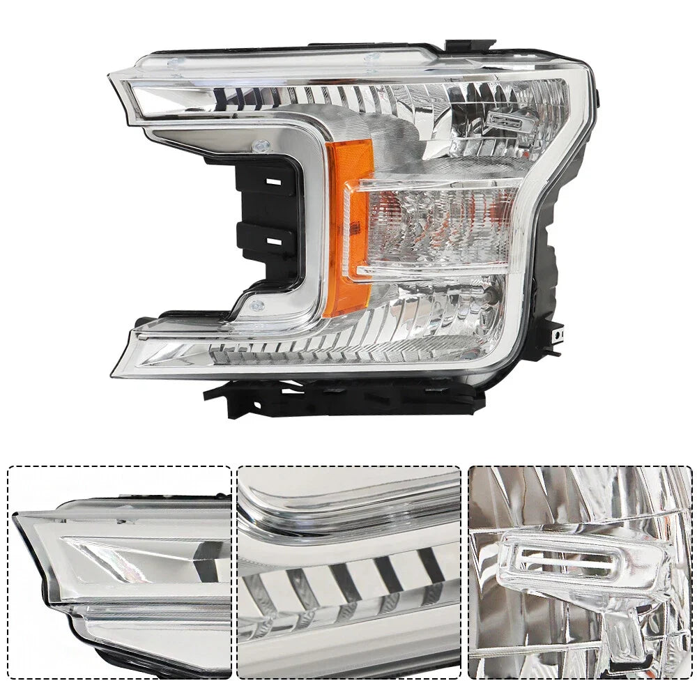 2018–2020 Ford F150 Left Halogen Headlight in Chrome
