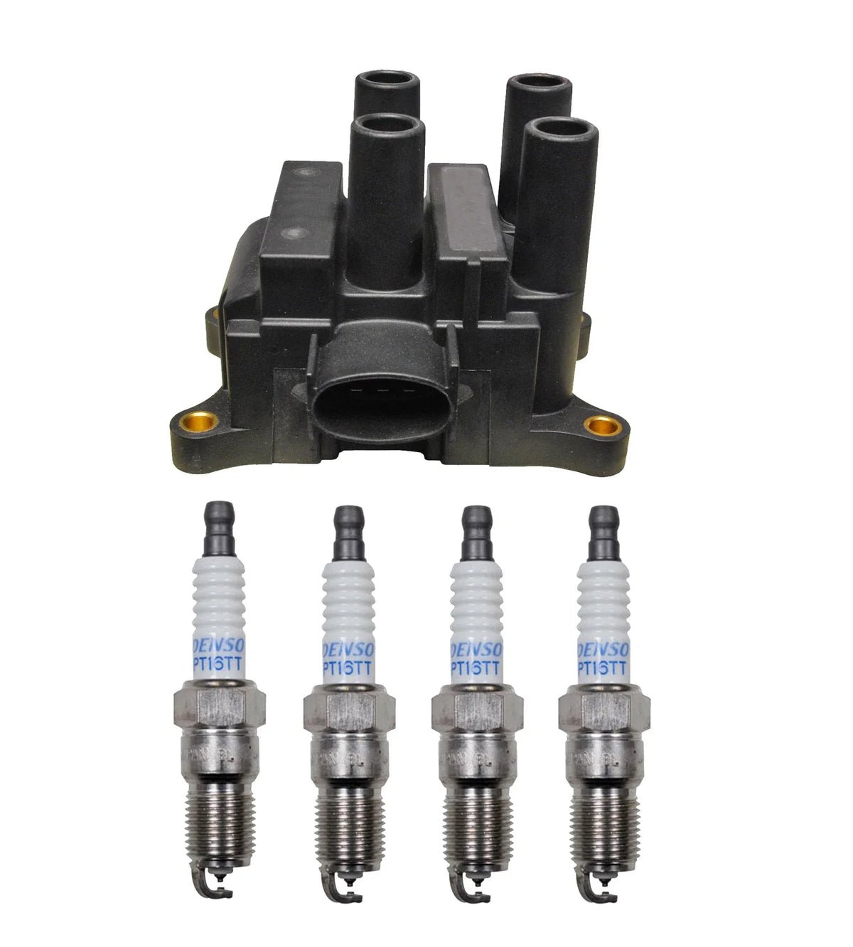 Denso Ignition Coil & 4 Platinum TT Plugs Gap 0.04 for Ford Focus (2000–2011)